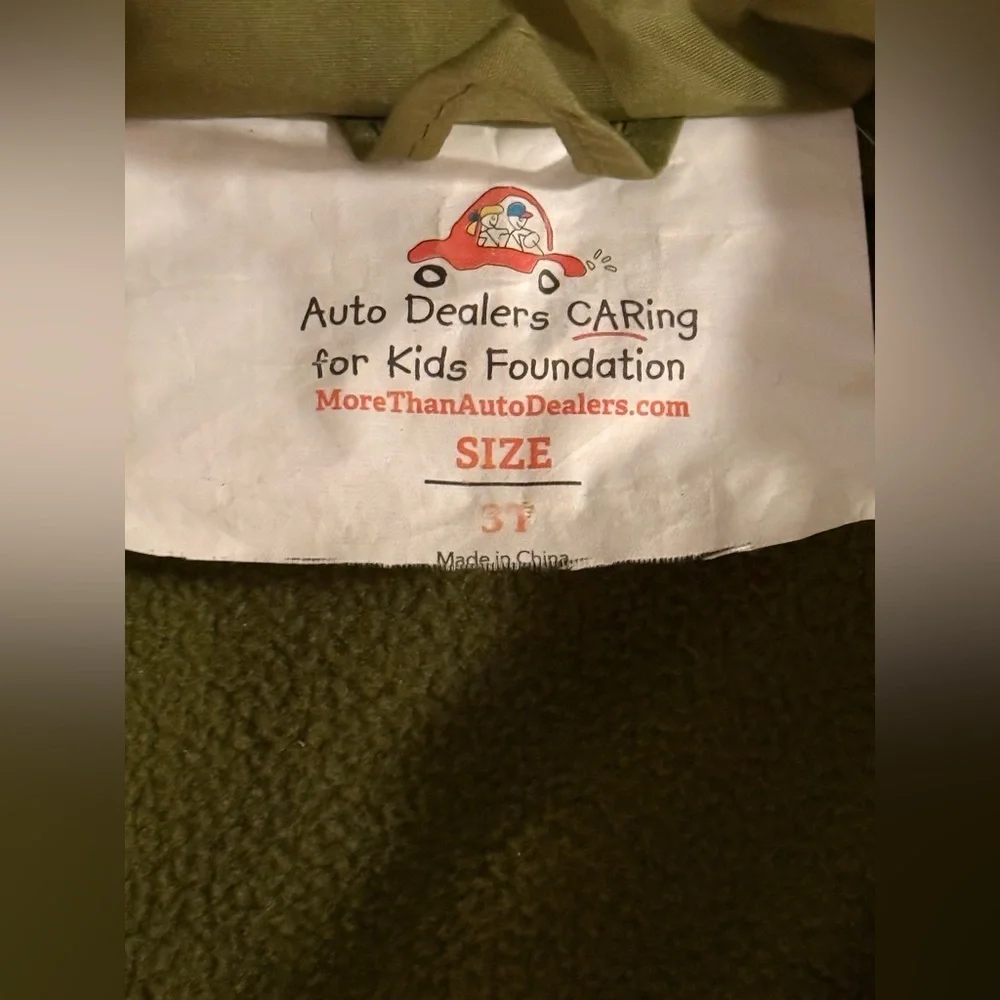 Kids Olive Green Puffer Jacket with Stripes